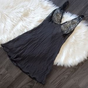 Victoria's secret black silk slip dress SZ s